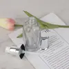 Vaya, base de maquillaje líquida con cabezal de bombeo plateado en botella de vidrio, botella dispensadora de maquillaje de alta transparencia con fondo grueso curvo, material de embalaje para loción protectora