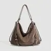 Bolso nuevo para mujer 2026 transfronterizo, bolso tote de ante sintético, versátil para el trabajo, bolso de hombro de gran capacidad, bolso vintage esmerilado
