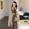 Vestido de Verão para Gestante 2026 Novo Estilo Roupa de Gravidez Jaqueta Cardigan Não Revelador Vestido com Alças de Gravidez Conjunto de Verão