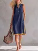 Amazon 2026 Transfronterizo Europeo y Americano Verano Nuevo Vestido Casual Holgado de Algodón y Lino con Cuello en V sin Mangas para Mujer