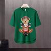 2024 Nova Camiseta de Manga Curta Masculina Marca Trendy Ins Solta Urso Andando de Moto Gola Redonda Manga Curta Camiseta Básica Top Verão