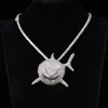 Venta directa de fábrica, estilo europeo y americano, moderno y popular, collar de circonita con incrustaciones de cobre, colgante de tiburón, accesorios HIPHOP de alta calidad