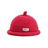 Sombrero de Propietario Tejido de Color Sólido Unisex con Estilo Coreano Ins Otoño e Invierno Simple con Letras Pequeña Etiqueta Borde Enrollado Sombrero Melón Atuendo Moderno y Cool
