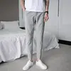 Pantalones de traje versátiles estilo coreano para hombre, pantalones rectos, holgados, con caída, cropped, pantalones de traje para hombre, pantalones casuales de moda, pantalones ajustados