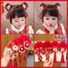Anel de Cabelo de Pelúcia Vermelho para Crianças Corda de Cabelo Vermelha Nova Corda de Cabelo de Ano Novo para Meninas Flor de Cabelo Estilo Chinês Cabelo de Hanfu Traje Tang