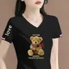 Excedente de Estoque de Comércio Exterior Transfronteiriço Camiseta de Manga Curta de Marca Grande com Etiqueta Cortada para Mulheres, Top de Verão Slim Fit Emagrecedor para Figuras Baixas