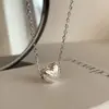 Collar de Amor en Plata de Ley S925 Collar de Corazón de Nicho Cadena para Clavícula Simple de Lujo Ligero Todo Fósforo para Mujer