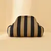 Bolso de Mano de Punto Rayado, Bolso de Mahjong, Versátil Portátil para el Día a Día, Tejido con Clip de Almacenamiento, Bolsa de Maquillaje, Gran Capacidad