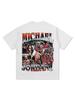Marca Americana Retro Trendy Transfronteriza Camiseta Casual de Trapecio Volador MJ Estampada de Manga Corta Sudadera con Capucha de Cuello Redondo de Trabajo Pesado