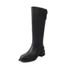 Botas de montar de moda estilo británico de 5 cm de tacón alto, nuevo modelo otoño e invierno 2026, puntera redonda, tacón grueso, botas largas hasta la rodilla para mujer