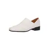Zapatos Minimalistas y Discretos de Piel de Vaca Temporada Primavera 2026 Tacón de Bloque Bajo Punta Cuadrada Costurados Completamente en Piel Genuina Zapatos de Corte Bajo Individuales para Mujer