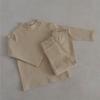 Ropa de Otoño para Bebé Traje de Algodón Clase A Camiseta de Manga Larga con Cuello Medio de Color Sólido para Bebé Pantalones Ropa para el Hogar Ropa para Recién Nacido