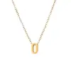 Colar pequeno de moda 26 letras em inglês aço titânio ouro 18k corrente de clavícula simples versátil não desbota atacado
