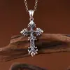 Ciervo Dorado Rey Plata S925 Vintage Desgastado Personalizado Diseño de Cruz Flor Hip-Hop Colgante de Plata para Hombres y Mujeres