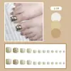 Uñas postizas de pie TE color blanco puro de color sólido con estampado de purpurina puesto temu uñas desmontables portátiles transfronterizas piezas de uñas