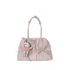 Bolsa tote plissada rosa estilo coreano para mulheres, novo modelo 2026, bolsa de ombro com laço, grande capacidade, bolsa versátil para o dia a dia