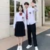 Uniforme Escolar para Estudiantes de Secundaria Traje de Clase Estilo Academia Británica Camisa jk Falda plisada Azul Xizang Falda Larga Traje para Actuación de Coro
