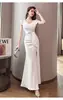 Vestido Sexy para Boate, Cintura Feminina, Salão de Beleza Decotado, Banho de Pés para Boate, Roupa de Trabalho de Técnico de Massagem nos Pés, Saia Longa