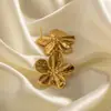 Pendientes de Flor de Acero Inoxidable Transfronterizos, Diseño de Anillo Dorado Retro Exagerado, Estilo de Lujo Ligero Elegante y Único