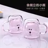Taza de vidrio creativa con diseño de oso y asa, de doble pared, vidrio de colores, resistente al calor, vidrio de borosilicato alto, apta para leche y café