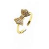Anillo de circón micro-incrustado anillo abierto ajustable chapado oro ligero 14k anillo de lazo accesorios de joyería para la mano
