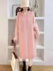 Sudadera Gruesa de Otoño e Invierno Vestido Suéter Largo Por Encima de la Rodilla Estilo Occidental Camisa Base Interior Estilo Perezoso Casual Falda de Punto