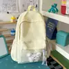 Mochila estudantil versátil de cor sólida, bolsa ita transparente de grande capacidade, bolsa ita 2D com estampa de laço, bolsa de ombro dupla