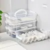Caja de almacenamiento portátil de escritorio para estudiantes, transparente, compartimentada, apilable, para accesorios para el cabello, joyero, estante de almacenamiento, caja de almacenamiento