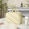 Bolsa de Maquiagem Portátil Grande Capacidade com Bolinhas Menta de Três Camadas para Saída de Meninas, com Zíper, Portátil, Em Estoque, Dropshipping