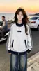 Sudadera de moda con tres rayas de colores contrastantes, chaqueta deportiva estilo americano de otoño para mujer, top casual holgado de retazos