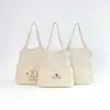 Venda Direta de Fábrica Tecido de Malha de Algodão Puro Bolsa Patchwork Mochila de Algodão com Malha Cordão Patchwork Vazado de Algodão