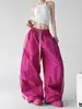 Pantalones anchos de retazos a rayas casuales estilo americano para mujer, nuevo modelo primavera 2026, pantalones deportivos casuales de corte holgado para bailar y street dance, modernos