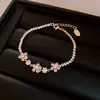 Pulseira Geométrica de Zircônia Levemente Luxuosa e de Alta Qualidade para Mulheres, Pulseira Transfronteiriça Fashion e Versátil, Joias para o Dia dos Namorados Chinês, Atacado de Acessórios Yiwu
