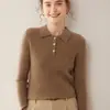 Suéter con Cuello Polo y un Diseño Femenino de Cuello Solapa, Suéter de Cachemira, Camiseta Básica de Punto Suave Casual de Nicho para Otoño e Invierno