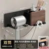 Estante de Almacenamiento para Secador de Pelo de Nogal Negro Sin Taladrar Soporte de Pared para Secador de Pelo de Baño Estante de Almacenamiento para Secador de Pelo