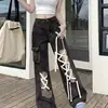 Comercio transfronterizo calle principal diseño de pierna ancha marca americana jeans rotos pantalones holgados de moda estilo callejero rudo apuesto longitud hasta el suelo