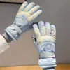 Luvas Grossas Quentes de Veludo Plus para Inverno para Mulheres, à Prova de Vento, Impermeáveis, para Esqui, Ciclismo, Luvas com Tela Sensível ao Toque, Dedos Divididos, Impermeáveis, Antiderrapantes