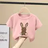 Camiseta de Verano Fina de Algodón de Manga Corta para Niñas Marca de Moda para Niñas Grandes