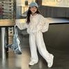 Conjunto Deportivo para Niñas 2026 Nueva Colección Otoño para Niños Mayores, Sudadera con Capucha y Cremallera de Punto, Pantalones Casuales de Pierna Ancha