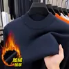 Suéter de Forro Polar de una Pieza con Forro Adicional de Forro Polar y Engrosado para Hombre, Nuevo Modelo de Invierno 2026, Cuello Semi-Alto, Suéter de Punto Cálido como Capa Base