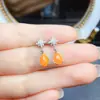 Venta al por mayor de fábrica Populares Pendientes de Ópalo de Fuego Natural Plata S925 Incrustado Piedra Principal 6*8 Joyería de Lujo Venta Directa de Fábrica