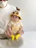 Body de Bebê Estilo Verão Fino Macacão Falso de Duas Peças para Bebê Macacãozinho Manga Curta Roupas de Engatinhar Super Fofo Roupas de Verão