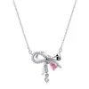 Collar de nudo para niña, colgante de circonita con lazo combinable, diseño de nicho, cadena de clavícula elegante y ligera de lujo, accesorios