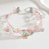 Gargantilla Floral Bordada en 3D para Mujer, Cadena de Cuello de Flores Coloridas Vintage Francesa de Moda, Joyería Decorativa