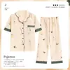 Pijama Feminino Manga Curta Calça Algodão Puro Cardigã 5XL Tamanho Grande Kimono Calça Manga Curta Roupa de Casa Conjunto para Sair