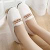 Sapatos Fofos de Outono e Inverno Femininos Roupas de Inverno para Exterior Bico Redondo Fofos Sapatinhos de Feijão Quentes Sapatos Planos com Forro de Lã Sapatos Doces de Camada Única para Gestantes