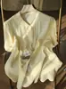 Camisa Ligera y Transpirable de Manga Corta con Oxígeno Natural y Lino Tencel, Top Holgado Delgado con Cuello Mao para Mujer, Verano