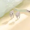 Brincos de Clipe Quadrados de Bala, Estilo Moda Europeu e Americano, Sem Furo, Brincos de Clipe Quadrados Exquisitos Tendência Ins com Zircônia