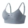 Sujetador de Jacquard de Color Sólido Fino Transfronterizo para Mujer con Broche Trasero Ajustable, Copa 3D, Sin Aros, Copa Fija con Forma de Palma