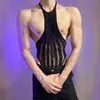 Lencería Sexy Lobe, Lencería Uniforme Sexy Ajustada de una Pieza, Malla Transparente Calada sin Espalda con Cuellohalter Nuevo Estilo Ropa de Red